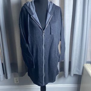 Metropolitan Zip Front Hoodie Jacket Mid-Thigh Length sz L Charcoal Gray NWOT